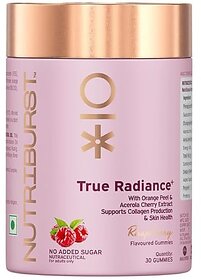 Nutriburst True Radiance Gummies for Collagen Improvement  Raspberry Collagen Gummies with Orange Peel  Acerola Cherry  Sea Buckthorn No Added Sugar  Enhance Elasticity  Health skin (30 Gummy)