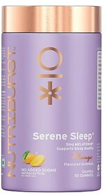 Nutriburst Serene Sleep 5MG Melatonin Gummies for Quality Deep Sleep Fresh Wake Up  No Stress  Anxiety  Natural Non-Addictive Non Habit Forming No Added Sugar Sleep-Aid  Mango Flavor (60 Gummy)