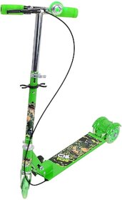 Kids Kick Scooter, Adjustable Height, Foldable, LED PU Wheels, 45 kg Weight Capacity, Green