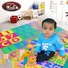 Kaash collections 36 Pieces Mini Puzzle Foam Mat for Kids, Interlocking Learning Alphabet and Number Mat for Kids