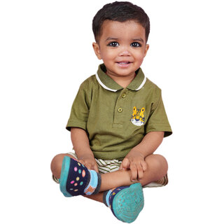 Kid Kupboard Cotton Baby Boys T-Shirt, Olive Green, Half-Sleeves, 9-12 Months KIDS6798 Kid Kupboard Cotton Baby Boys T-Shirt, Olive Green, Half-Sleeves, 9-12 Months KIDS6798