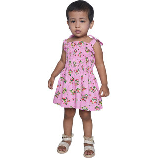                       Kid Kupboard Cotton Baby Girls A-Line Frock, Light Pink, Sleeveless, 3-4 Years KIDS6812                                              