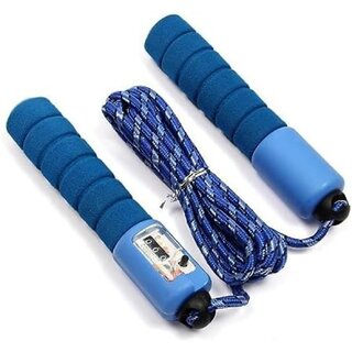                       Jump Rope for Sports Fitness, 9 ft, Cotton Sponge, Skipping Wire, Blue, Pack of 1                                              