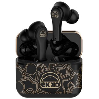                       EKKO Earbeat T08 AlterEgo : Mic, ENC Call Noise Cancellation, 40H Playtime, 10MM Driver, Twin Connect, Massive Bass, Water Resistance, Siri & Google(Black Pattern)                                              