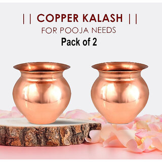                       Mannat Pure Copper Small Lota 150ml Pooja Lota (Kalash) for Temple and Pooja Purpose(Pack of 2)                                              