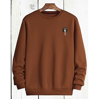                       Fashlook Mens Brown Solid Round Neck Full Sleeve Sweatshirt                                              