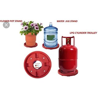                       Gas Cylinder Stands LPG Cylinder Trolley Easily Movable Stand with Wheels Gas Cylinder Stand (Red)                                              