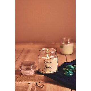                       Premium Soy Wax | Soya Wax Mogra Scented Candle| Burn Time 16 Hrs Candle (White, Pack Of 1)                                              