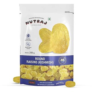                       Nutraj Raisin (Kishmish) (Pack of 1 (250), Round Raisin)                                              