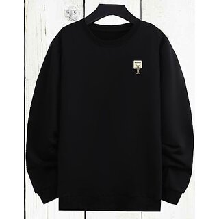                       Fashlook Solid Round Neck Wool Blend Casual Black Full Sleeve T-Shirt For Mens                                              