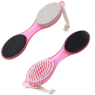                       (Pack of 2) Foot Pedicure Brush, Pumice Stone, Scrubber & File For Soft Care  4 Uses in 1                                              