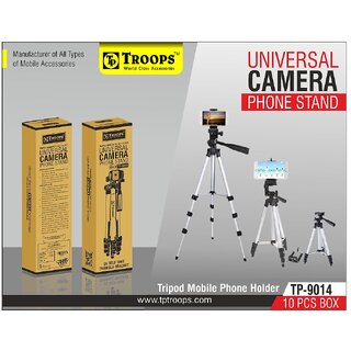                       TP TROOPS Tripod for Smartphones  Cameras with Mobile Holder and Carry Bag, Max Operating Height - 4.26 Feet                                              