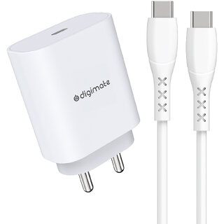                       Digimate 20W travel adaptor with C2C Cable Compatible with Samsung(Charger & Cable, White)                                              