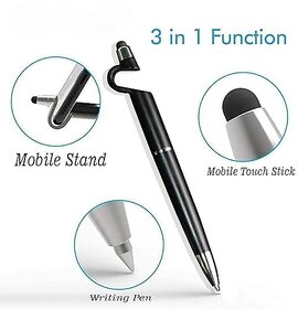 3 in 1 Ballpoint Pen with Mobile Stand Holder, Writing Pen, Stylus Pen for Touchscreen Phones and Tablets (Set of 2