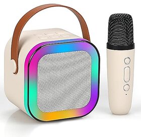 Digimate Mini Portable Blue-Tooth Karaoke Speaker with Wireless Microphone and Dynamic Lights (Multicolor)