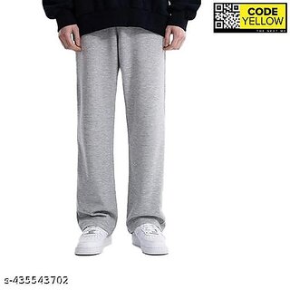                       Code Yellow Men's and Women Grey Super Combed Cotton Rich Slim Fit Trackpants                                              