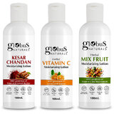 Globus Naturals Body Lotion Combo Set of 3 Kesar Chandan Vitamin C  Mi..
