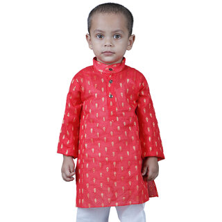                       Kid Kupboard Cotton Baby Boys Kurta and Pyjama Set, Multicolor, Full-Sleeves, 3-4 Years KIDS6823                                              