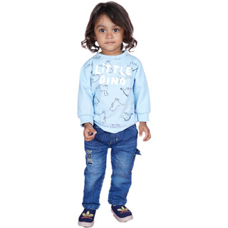                       Kid Kupboard Cotton Baby Boys Sweatshirt, Light Blue, Full-Sleeves, 3-4 Years KIDS6861                                              