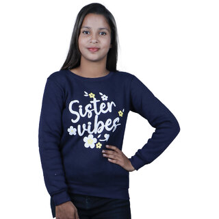 Kid Kupboard Cotton Girls Sweatshirt, Dark Blue, Full-Sleeves, 12-13 Years KIDS6873