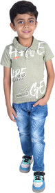 Kid Kupboard Cotton Boys T-Shirt, Light Grey, Half-Sleeves, 6-7 Years KIDS6907