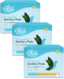 BLISSNATURAL Sanitary Pads (Pack of 18) XXL Size Heavy Flow  100 Rash-Free and Leak Proof Protection Combo Pack of 3