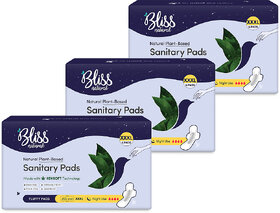 BLISSNATURAL All Night XXXL Sanitary Pads for Women (18 Pads) For Heavy Flow 3x Absorption and 100 Leakproof Set of 3