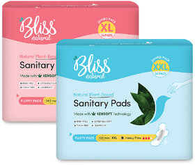 BLISSNATURAL Sanitary Pads 34XL + 34XXL (Pack of 68) For Medium and Heavy Flow  Extreme Comfort  Leakproof Protection