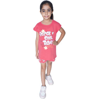 Kid Kupboard Cotton Girls T-Shirt and Short Set, Pink, Half-Sleeves, 6-7 Years KIDS6890 Kid Kupboard Cotton Girls T-Shirt and Short Set, Pink, Half-Sleeves, 6-7 Years KIDS6890