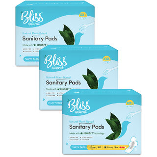 BLISSNATURAL Sanitary Pads (Pack of 18) XXL Size Heavy Flow 100 Rash-Free and Leak Proof Protection Combo Pack of 3 BLISSNATURAL Sanitary Pads (Pack of 18) XXL Size Heavy Flow 100 Rash-Free and Leak Proof Protection Combo Pack of 3