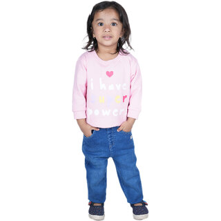Kid Kupboard Cotton Baby Girls Sweatshirt, Light Pink, Full-Sleeves, 3-4 Years KIDS6930
