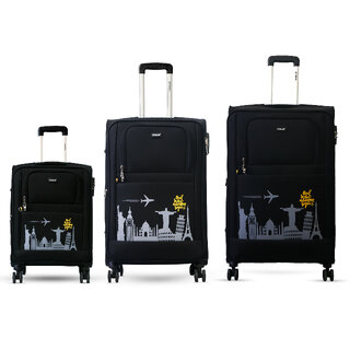 Salsa Plus 58 cm, 68cm 78cm - Soft Luggage Trolley Bags Combo Set 3 - Soft Spinner Wheels Cabin and Check-In Size Tro Salsa Plus 58 cm, 68cm 78cm - Soft Luggage Trolley Bags Combo Set 3 - Soft Spinner Wheels Cabin and Check-In Size Tro