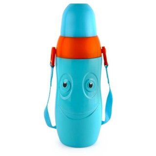                       Cello Smiley Stainless Steel Flask,600ml  Cello Puro Inner Steel Water Bottle 600 ml Bottle (Pack of 1,Multi,Plastic)                                              