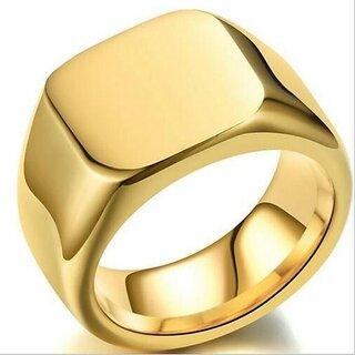                       Domineering Gold Plated Men's Business Type Smooth Square Solid Wedding Ring Jewelry Size 7-13                                              