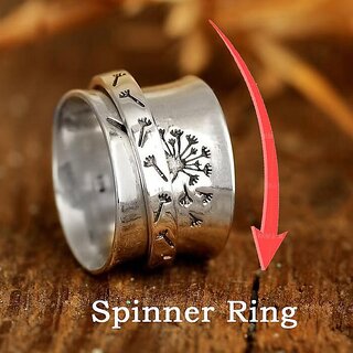                       Silver Plated Anti Stress Anxiety Ring for Women Men Dandelion Fidget Spinner Ring Party Rotate Freely Spinning Rings Vintage Jewelry Gift                                              