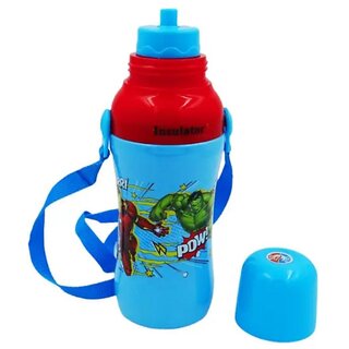                       Mannat Avenger Printed Plastic School Water Bottle for kids 500 mL(Blue,Set of 1 )                                              