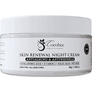                       COCOBEE Skin Renewal Night Cream Pack of 1 (50g)  Rejuvenates, Hydrates  Restores Radiance While You Sleep                                              