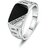 Classic Men's Punk Black Square Fashion Men's Ring Surface Classic Pattern Fashion Silver Plated Ring Size 6-12