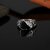 Classic Men's Punk Black Square Fashion Men's Ring Surface Classic Pattern Fashion Silver Plated Ring Size 6-12