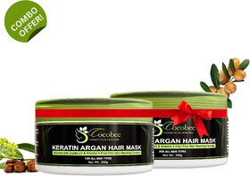 COCOBEE Keratin Argan Oil Hair Mask Pack of 2  400gm, Deep Conditioning Treatment for Smooth  Healthy  Shiny Hair