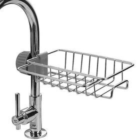 Faucet Storage Racks Adjustable Sink Draining Rack Kitchen Bathroom Soap Holders Shelves, Rustproof Stainless Steel Sink Candy Organizer Towel Holder for Soap, Sponges, Shampoo