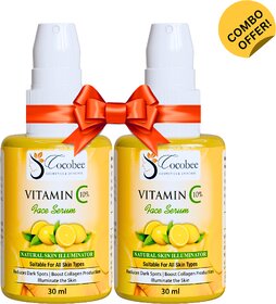 COCOBEE Vitamin C Face Serum Pack of 2, 60ml  Brightening  Hydrating Serum for Glowing Skin