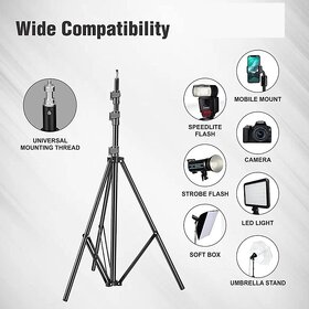 Digimate 6 Feet Height Adjustable Aluminum Alloy Portable Light Stand for Ring Light Tripod Ball Head  (Black, Supports)