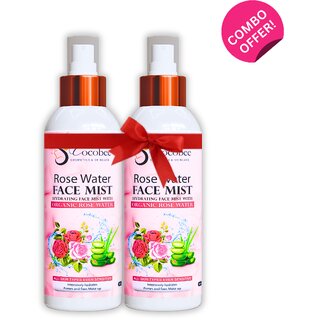 COCOBEE Rose Water Face Mist Pack 2, 400ml Hydrating Face Mist with Organic Rose Water, Refreshing COCOBEE Rose Water Face Mist Pack 2, 400ml Hydrating Face Mist with Organic Rose Water, Refreshing