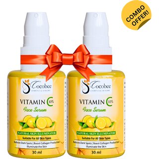 COCOBEE Vitamin C Face Serum Pack of 2, 60ml Brightening Hydrating Serum for Glowing Skin COCOBEE Vitamin C Face Serum Pack of 2, 60ml Brightening Hydrating Serum for Glowing Skin