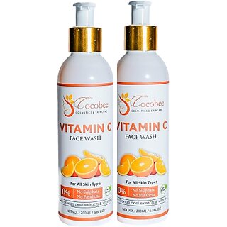 COCOBEE Vitamin C Face Wash Pack of 2, 200ml Brightening Revitalizing Cleanser for Glowing Skin COCOBEE Vitamin C Face Wash Pack of 2, 200ml Brightening Revitalizing Cleanser for Glowing Skin