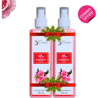 COCOBEE Romantic Rose Air Freshener Pack of 2 , 400ml  Long-Lasting Rose Scent for Home  Car, Refreshing
