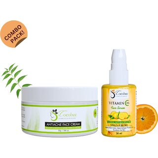 COCOBEE Anti-Acne Face Cream Pack of 1, (50g) Vitamin C Face Serum Pack of 1 (30ml) Acne Treatment, Brightening COCOBEE Anti-Acne Face Cream Pack of 1, (50g) Vitamin C Face Serum Pack of 1 (30ml) Acne Treatment, Brightening