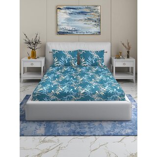                       BEDZY Premium 180 TC Cotton Blend Fitted Single Bedsheets with 2 Pillow Covers | Single Bed Breathable BEDZY | Wrinklefree | 51