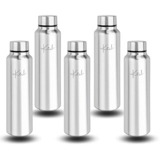 inKitch Stainless Steel Water Bottle, 1000 ml, Silver Leak Proof Single Walled Office Bottle Set of 5 inKitch Stainless Steel Water Bottle, 1000 ml, Silver Leak Proof Single Walled Office Bottle Set of 5